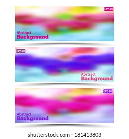 Set banners abstract blurred background with bokeh effect. Spring, nature, overcast. Vector EPS 10 illustration.