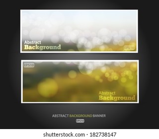 Set banners abstract blurred with bokeh effect, spring nature field abstract background Vector EPS 10 illustration.