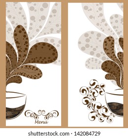 Set of banners with abstract coffee cups