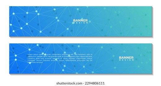 set of banners with abstract colorful geometric background with triangle shape pattern and molecular