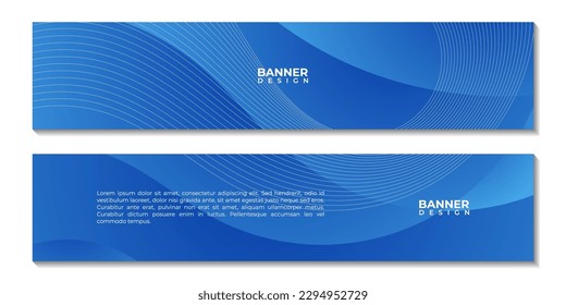 Eine Reihe von Bannern mit abstrakter kreativer Kunst, blauer Farbverlauf-Hintergrund