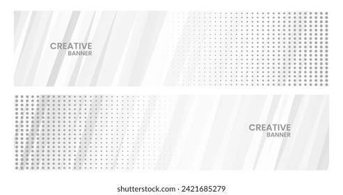 conjunto de banners con fondo creativo blanco y elegante abstracto