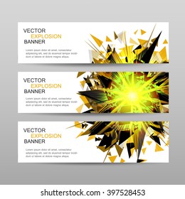 Set of banners.Red abstract explosion banner.Design template.Red glowing lights banner.