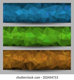 Set of banners with abstract geometrical triangles