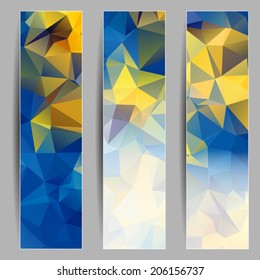 Set of banners with abstract geometrical triangles