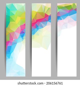 Set of banners with abstract geometrical triangles