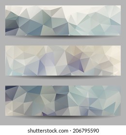 Set of banners with abstract geometrical triangles