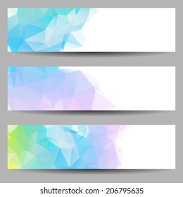 Set of banners with abstract geometrical triangles