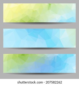 Set of banners with abstract geometrical triangles