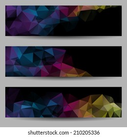 Set of banners with abstract geometrical triangles