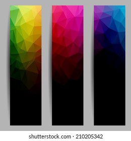 Set of banners with abstract geometrical triangles