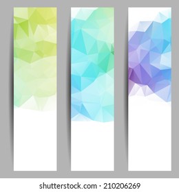 Set of banners with abstract geometrical triangles