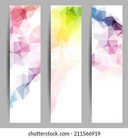 Set of banners with abstract geometrical triangles