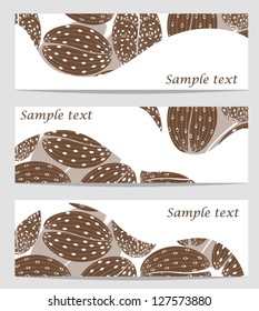 Set of banners with abstract grains of coffee