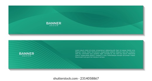 conjunto de banners fondo verde abstracto con ondas para negocios