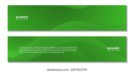 set of banners with abstract green gradient colorful wave background