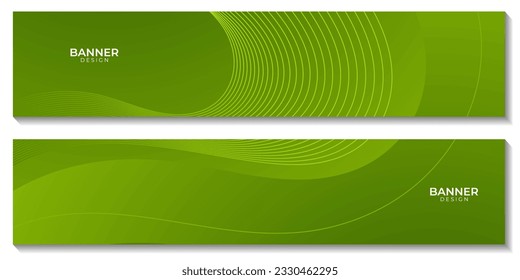 conjunto de banners. fondo de onda de gradiente verde abstracto para empresas