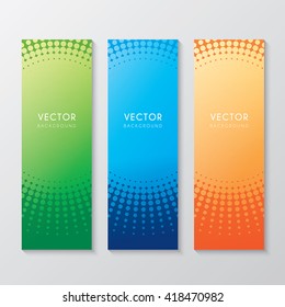 a set of banners with abstract halftone circle 