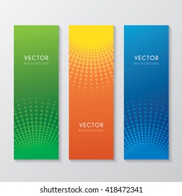 a set of banners with abstract halftone circle