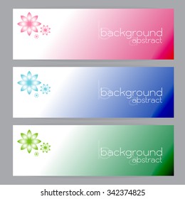 set of banners abstract headers three frame pink blue green