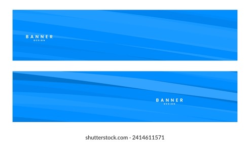 set of banners with abstract light blue striped colorful background