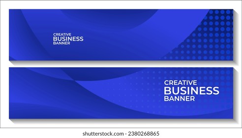 Banner-Set mit abstraktem, blauen, bunten Hintergrund