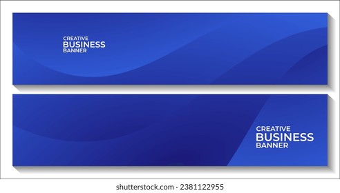 set of banners with abstract navy blue wave background 