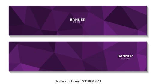 conjunto de banners fondo geométrico púrpura abstracto con triángulos para negocios