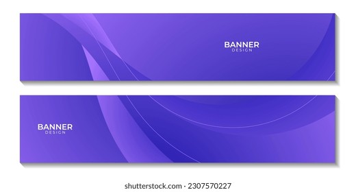 set of banners with abstract purple wave colorful background