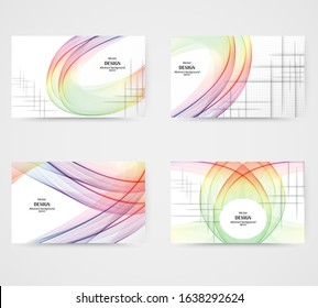 
Set of banners, abstract rainbow waves backgrounds with shadow