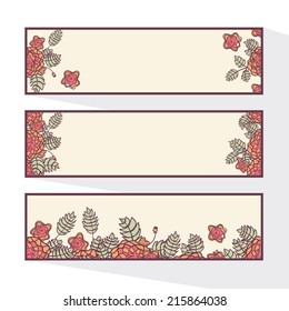 Set of banners with abstract roses. Event design template