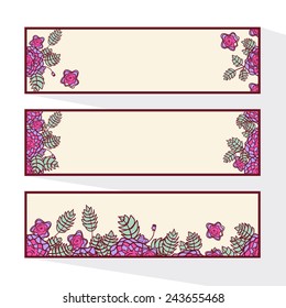 Set of banners with abstract roses. Event design template