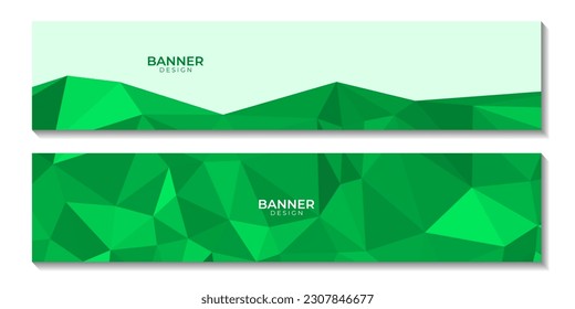 set of banners. abstract triangles green background. vector illustration.