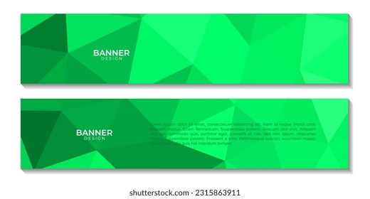 set of banners abstract triangles green background. vector illustration.