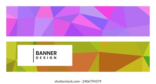 set of banners with abstract vibrant colorful background with triangles