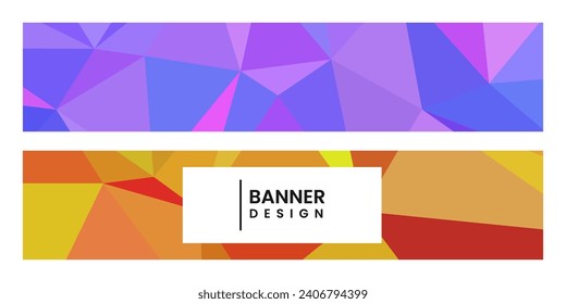 set of banners with abstract vibrant colorful background with triangles