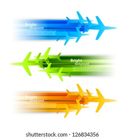 Set of banners with airplanes