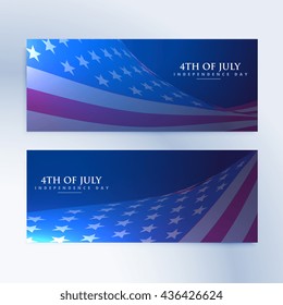 set of banners with american flag