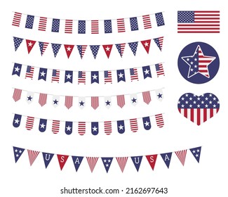 Set of banners for American holidays: Memorial Day, Independence Day, Veterans Day, 4th July. EPS10.