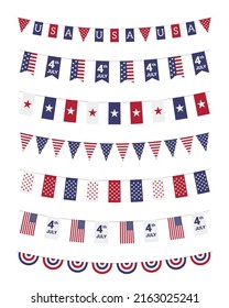 Set of banners for American holidays: Memorial Day, Independence Day, Veterans Day, 4th July. EPS10.