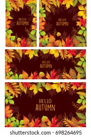 Set of banners of autumnal leaves