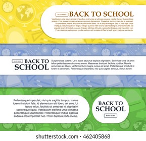 Set of banners back to school with place for your text. Vector illustration