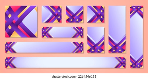 Set of banners with background. Business ad banner. Social media templates, cover, poster. Vertical, horizontal and square.