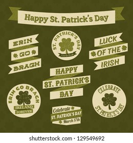 A set of banners and badges for St. Patrick's Day.