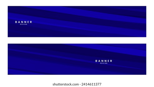 conjunto de banners con fondo de color azul abstracto a rayas