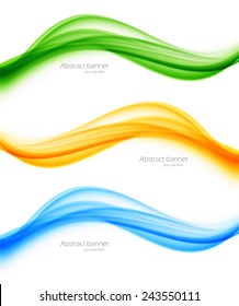Set of banners in blue orange green colors