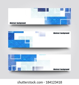 Set of  banners with blue squares. Eps10