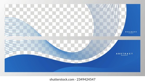 set of banners. blue wave gradient background with lines and copy space area