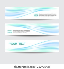 Set of banners. Blue waves on a white background