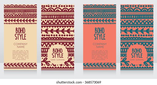 set of banners in boho style, vector illustration